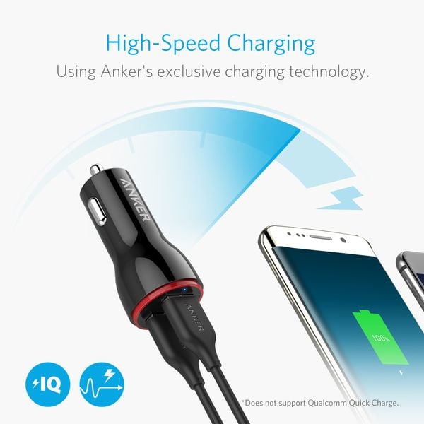 Anker PowerDrive 2 Dual USB 24W Car Charger Black