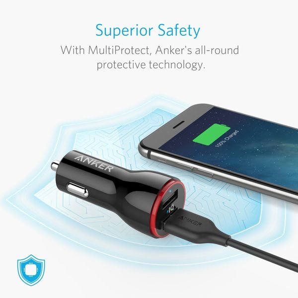 Anker PowerDrive 2 Dual USB 24W Car Charger Black