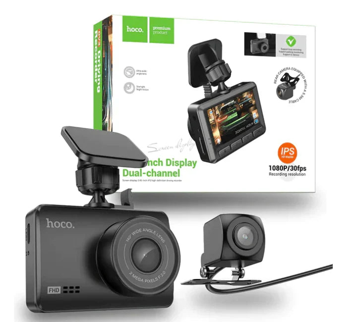 Hoco DV3 Dual Channel Dashcam with Built‑in Display Night Vision