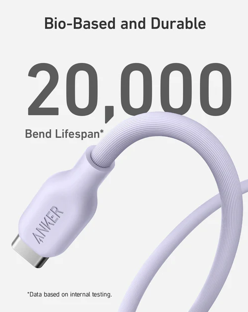 Anker 542 USB-C to Lightning Cable: Bio-Based, Durable, Fast Charging, Violet
