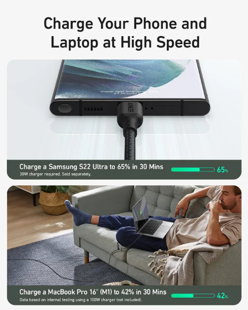 Anker 544 USB-C to USB-C Cable: 140W Bio-Nylon Fast Charging Power Cable