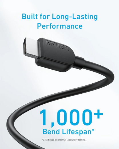 Anker 6ft 8K HDMI Cable: High-Speed, Superior Definition, Gold-Plated Connectors