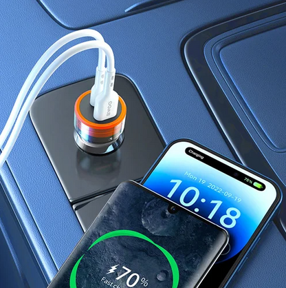 BWOO 38W Transparent Dual-Port USB Car Charger with USB‑C