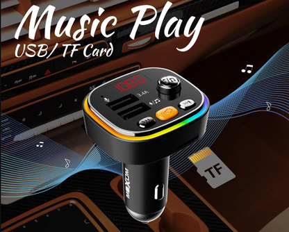 Moxom Wireless Music Car Charger Dual Ports with Bluetooth FM Transmitter and Dual Fast Charge