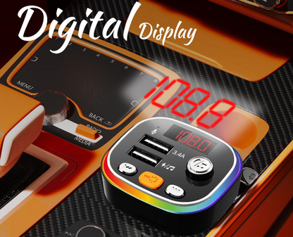 Moxom Wireless Music Car Charger Dual Ports with Bluetooth FM Transmitter and Dual Fast Charge