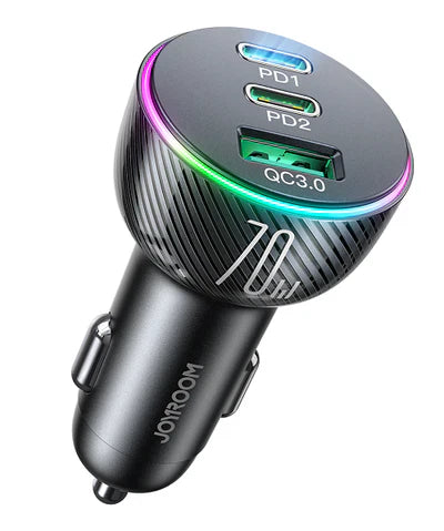 Joyroom 70W Triple-Port Car Charger Dual USB‑C PD Black