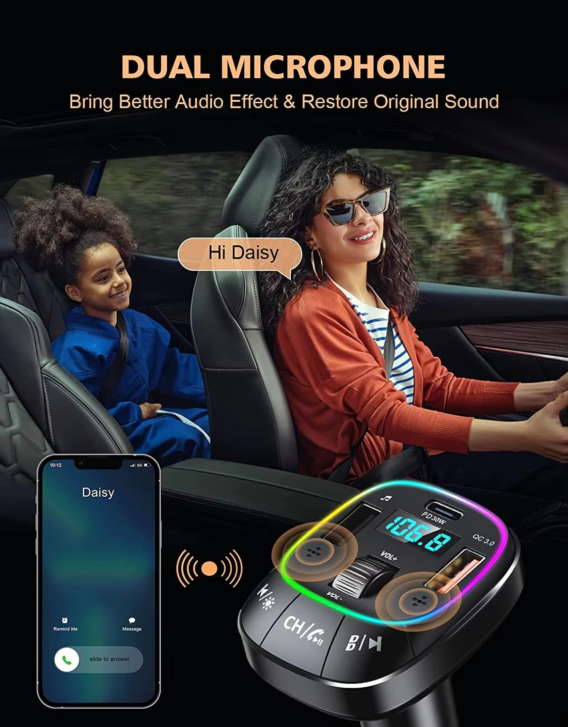 Asli Global Thundervolt 48W Car Wireless FM Transmitter with Bluetooth