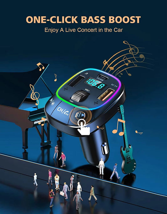 Asli Global Thundervolt 48W Car Wireless FM Transmitter with Bluetooth