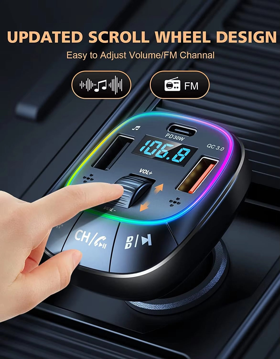 Asli Global Thundervolt 48W Car Wireless FM Transmitter with Bluetooth
