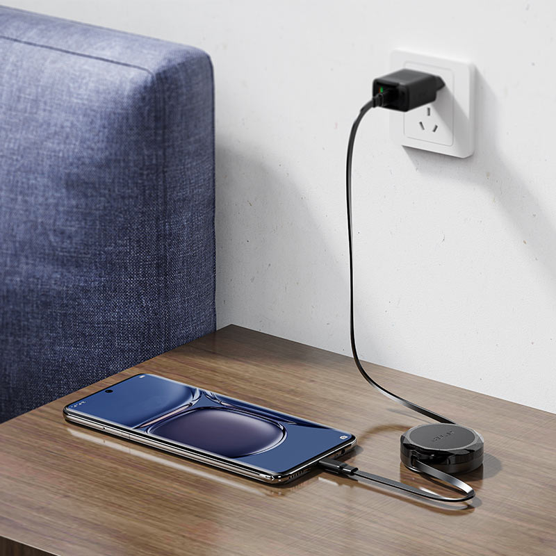 Acefast Retractable USB‑C Cable 60W PD Fast Charge 0.8m