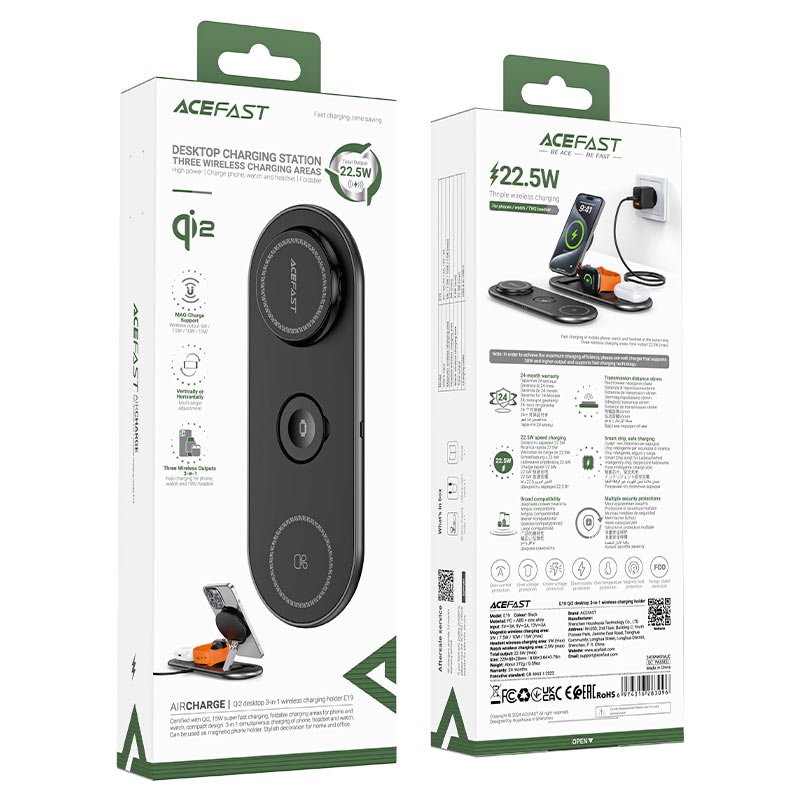Acefast E19 Qi2 3‑in‑1 Wireless Charging Stand with MagSafe
