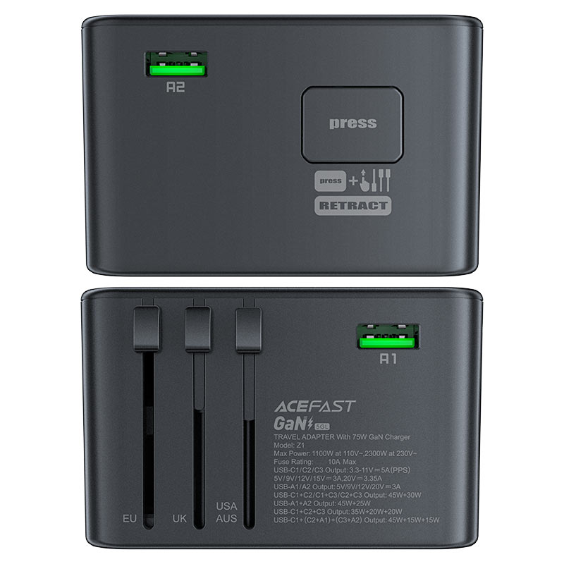 Acefast Z1 GaN 2300W Multi-Port 5‑Port Charging Adapter