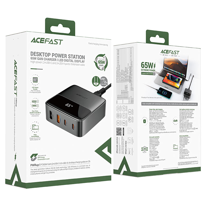Acefast Z6 65W GaN Desktop Charger with 4 Ports
