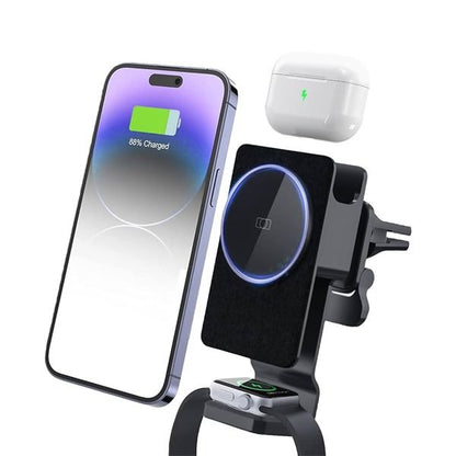 3-in-1 Magnetic Wireless Car Charger Mount with 15W Fast Charging