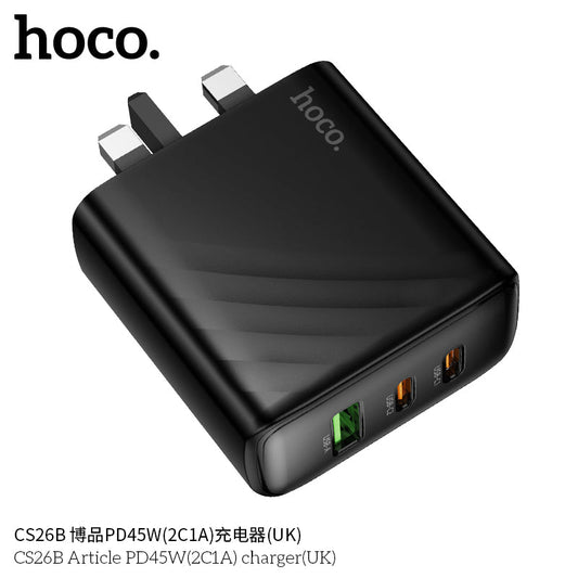 Hoco CS26B PD45W 3-Port USB-C & USB-A Wall Charger