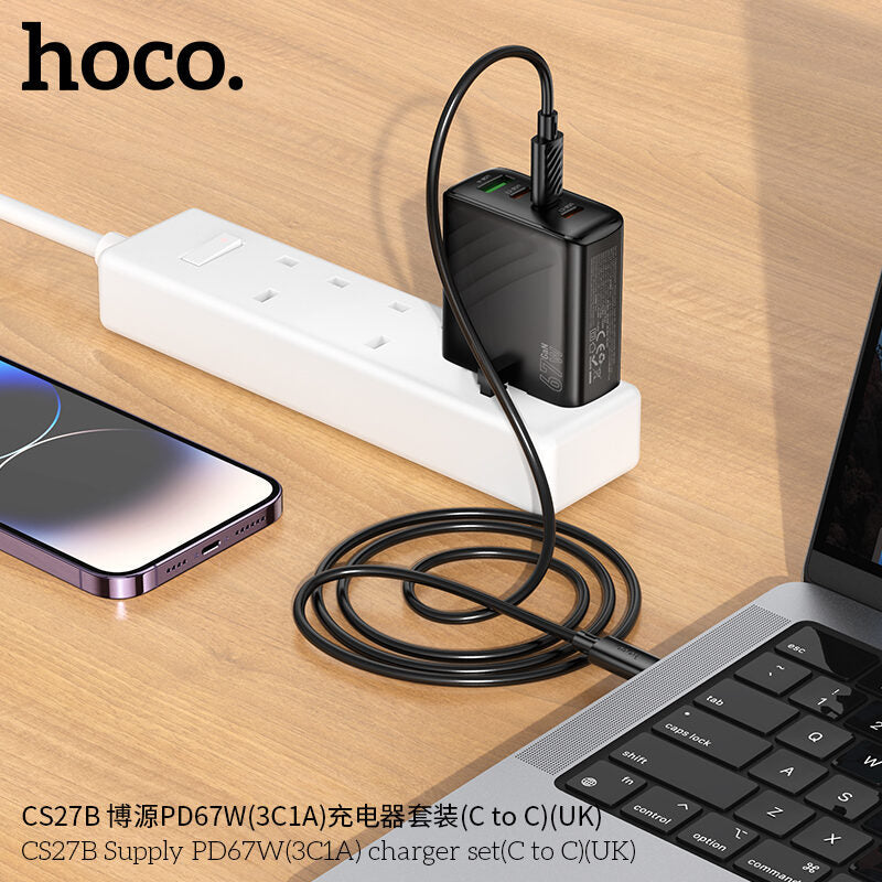 Hoco CS27B 4-Port 67W GaN Fast Charger with Type‑C Cable