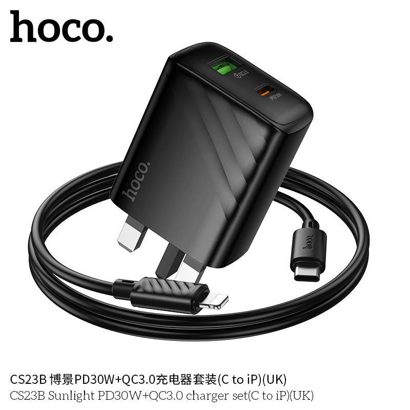 Hoco Sunlight 30W PD & QC3.0 Dual-Port Charger UK
