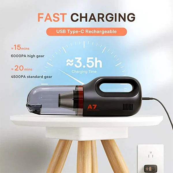 Baseus A7 Car Vacuum Cleaner, Black – Powerful Cordless Suction