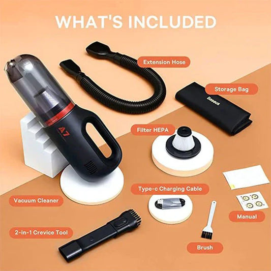 Baseus A7 Car Vacuum Cleaner, Black – Powerful Cordless Suction