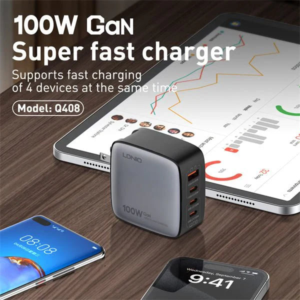 LDNIO Q408 100W GaN Super Fast Charger 4-Port