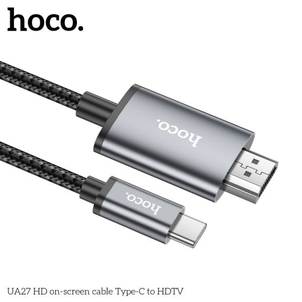 Hoco UA27 HD Type‑C to HDMI 2m Aluminium Cable – Grey