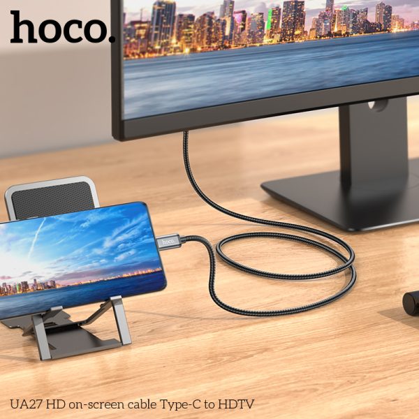 Hoco UA27 HD Type‑C to HDMI 2m Aluminium Cable – Grey