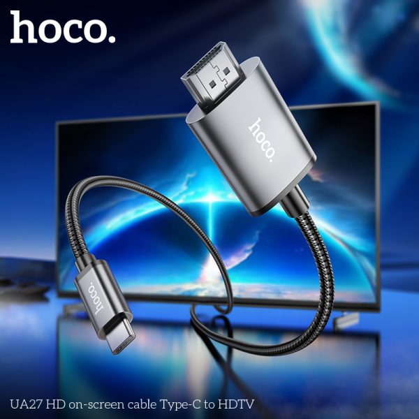 Hoco UA27 HD Type‑C to HDMI 2m Aluminium Cable – Grey