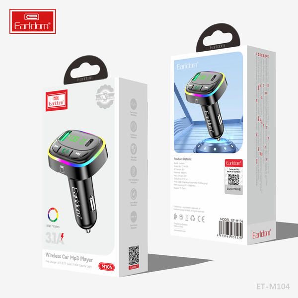 EarlDom ET-M104 Wireless Car MP3 Player Dual USB RGB