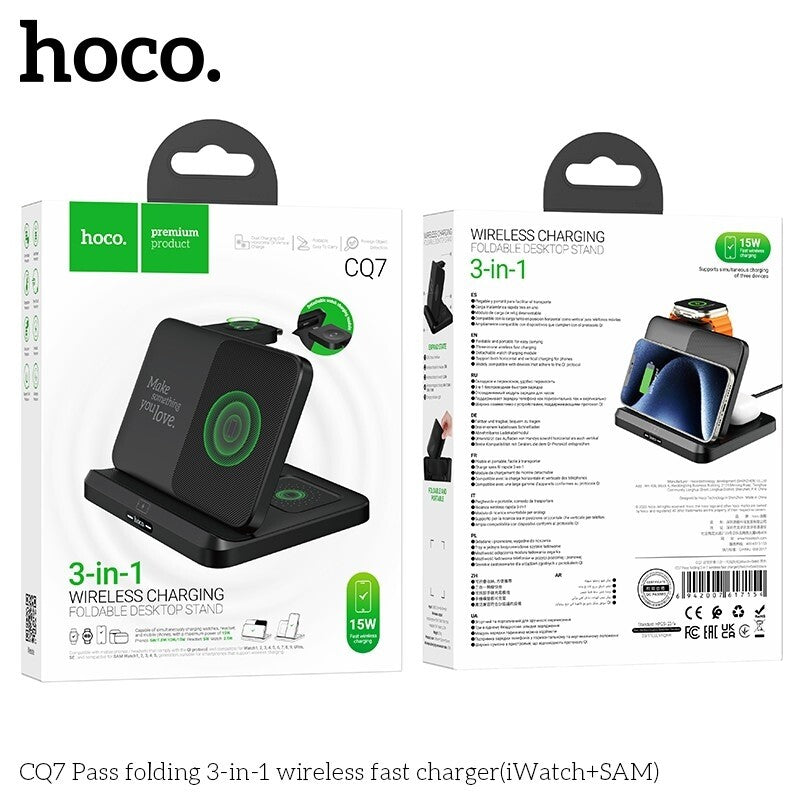 HOCO CQ7 3-in-1 Foldable Wireless Charging Desktop Stand 15W