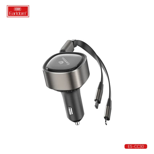 Earldom 30W Retractable USB‑C Car Charger with LED Indicator