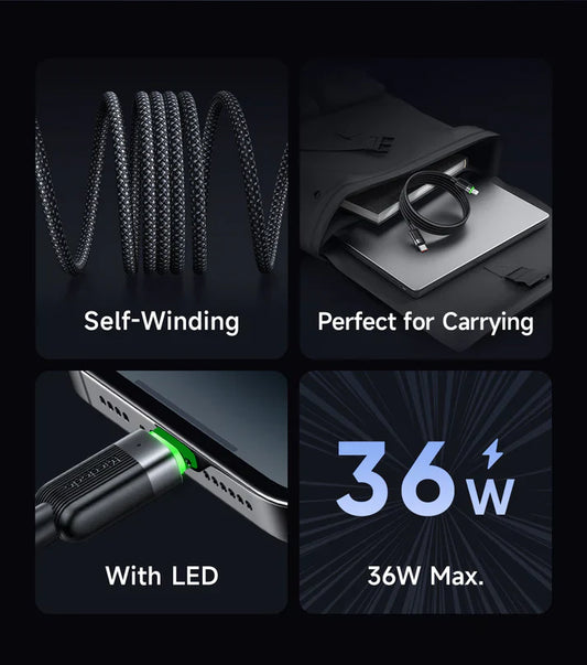 Mcdodo CA-2010 1.2m Braided Lightning to Type‑C Fast Charging Cable