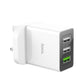 Hoco C48 Breakthrough QC3.0 Triple USB Wall Charger White