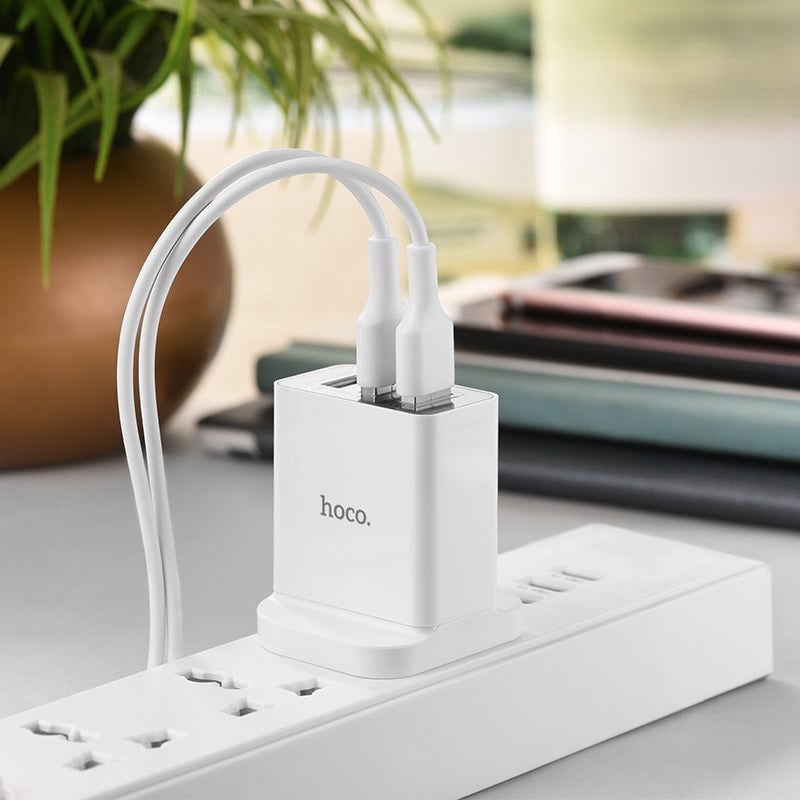 Hoco C48 Breakthrough QC3.0 Triple USB Wall Charger White