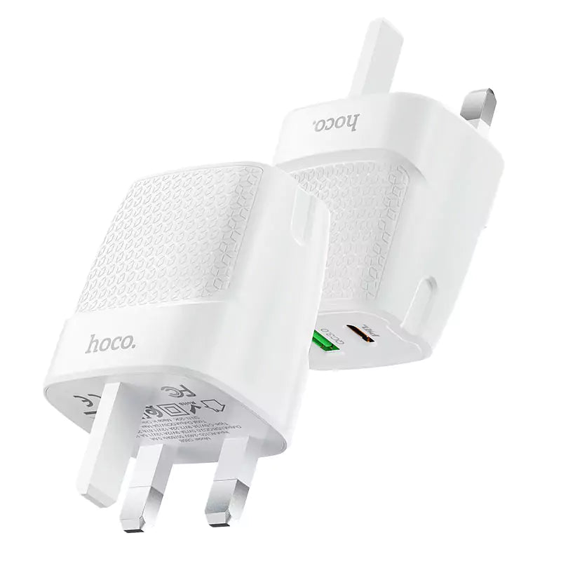 HOCO C85B Bright Dual Port PD20W QC3.0 Fast Charger White