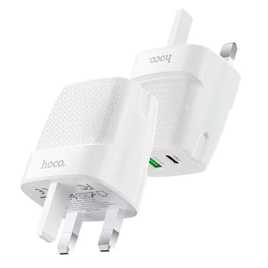 HOCO C85B Bright Dual Port PD20W QC3.0 Fast Charger White