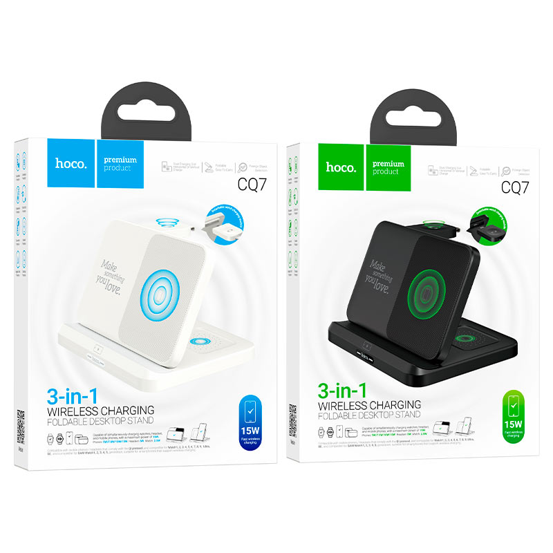 HOCO CQ7 3-in-1 Foldable Wireless Charging Desktop Stand 15W