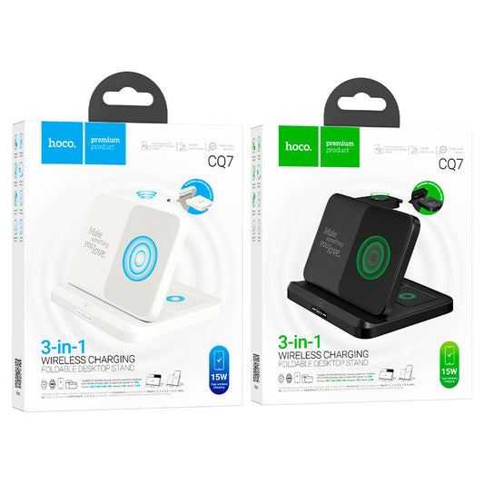 HOCO CQ7 3-in-1 Foldable Wireless Charging Desktop Stand 15W