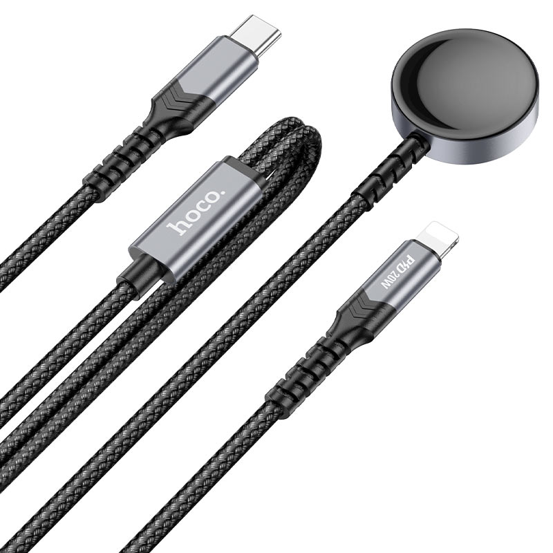 Hoco CW54 2-in-1 iPhone & Apple Watch Charging Cable Black