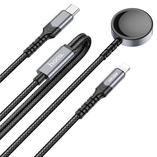 Hoco CW54 2-in-1 iPhone & Apple Watch Charging Cable Black