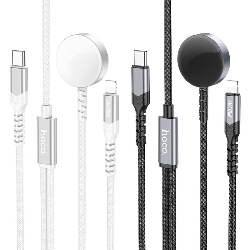 Hoco CW54 2-in-1 iPhone & Apple Watch Charging Cable Black