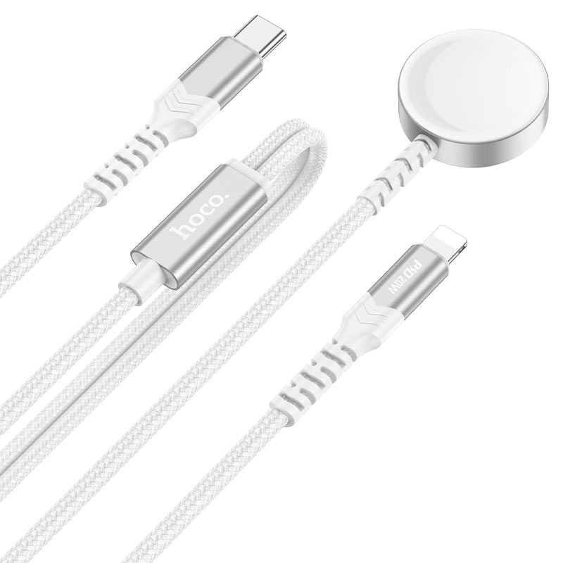 Hoco CW54 2-in-1 iPhone Apple Watch Fast Charging Cable White