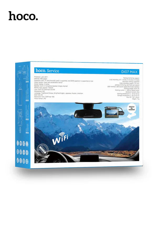 Hoco DI07 Max Dual Camera WiFi Dash Cam – HD Dual‑Lens Recorder