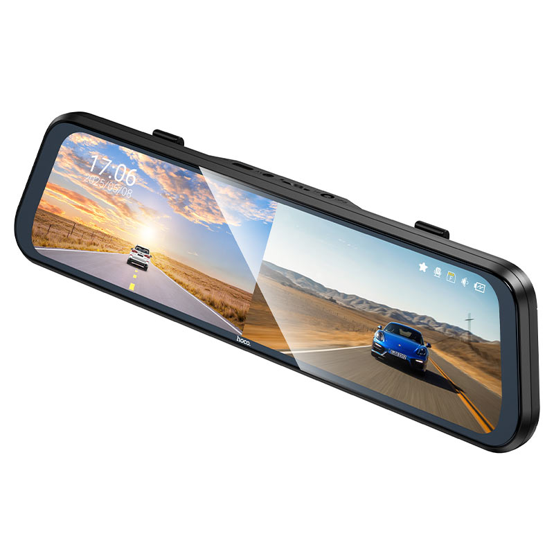 Hoco DV16 9.66‑inch Mirror Dual‑Channel Dash Cam with Touchscreen