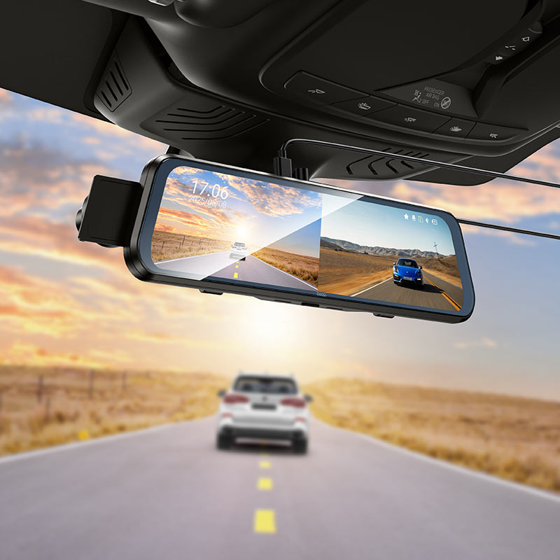 Hoco DV16 9.66‑inch Mirror Dual‑Channel Dash Cam with Touchscreen