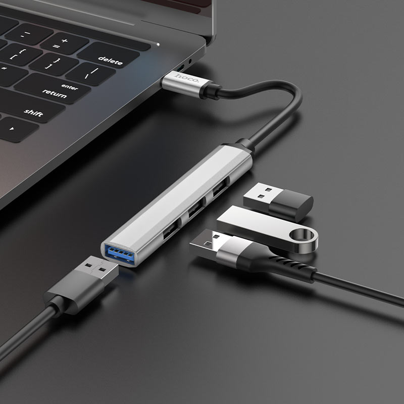 Hoco HB26 4‑in‑1 USB‑C Hub with USB‑3.0 and USB‑2.0 Ports