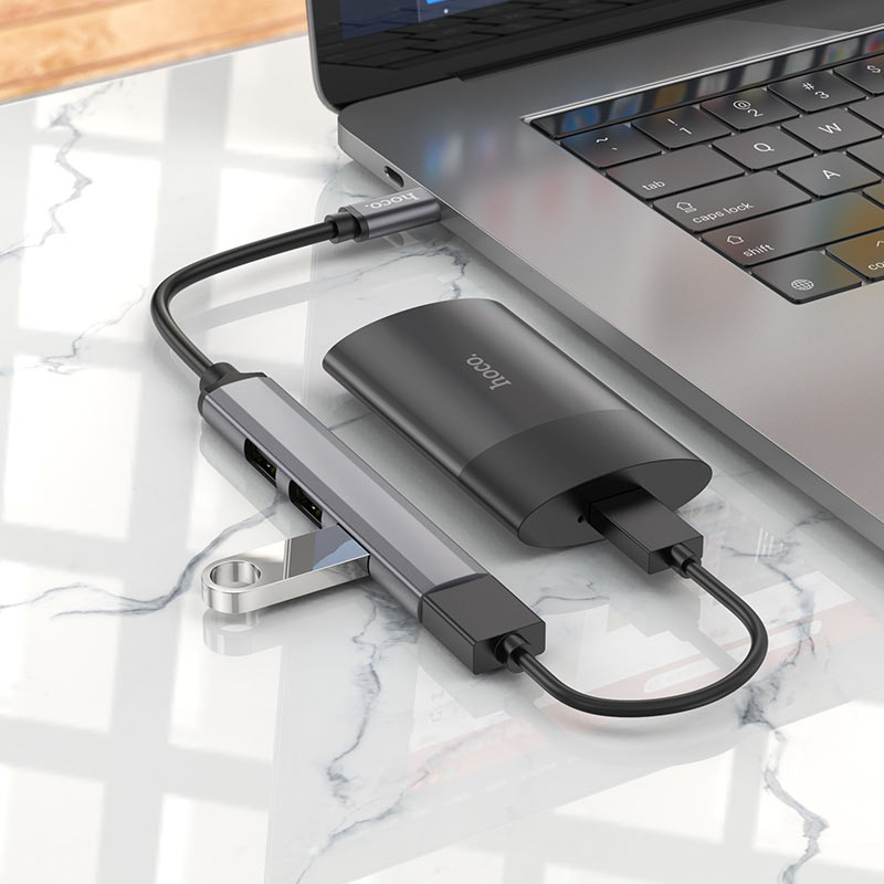 Hoco HB26 4‑in‑1 USB‑C Hub with USB‑3.0 and USB‑2.0 Ports