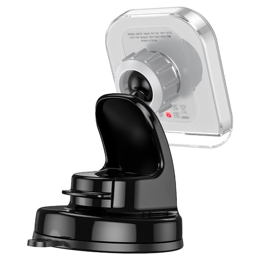 HW18 Crystal Magnetic Wireless Fast‑Charging Car Holder – Grey