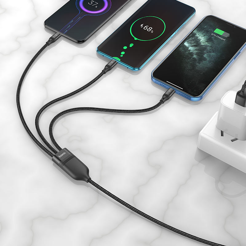 Hoco U104 3-in-1 Ultra 6A Fast Charging Data Cable 1.2m Multi-Connector