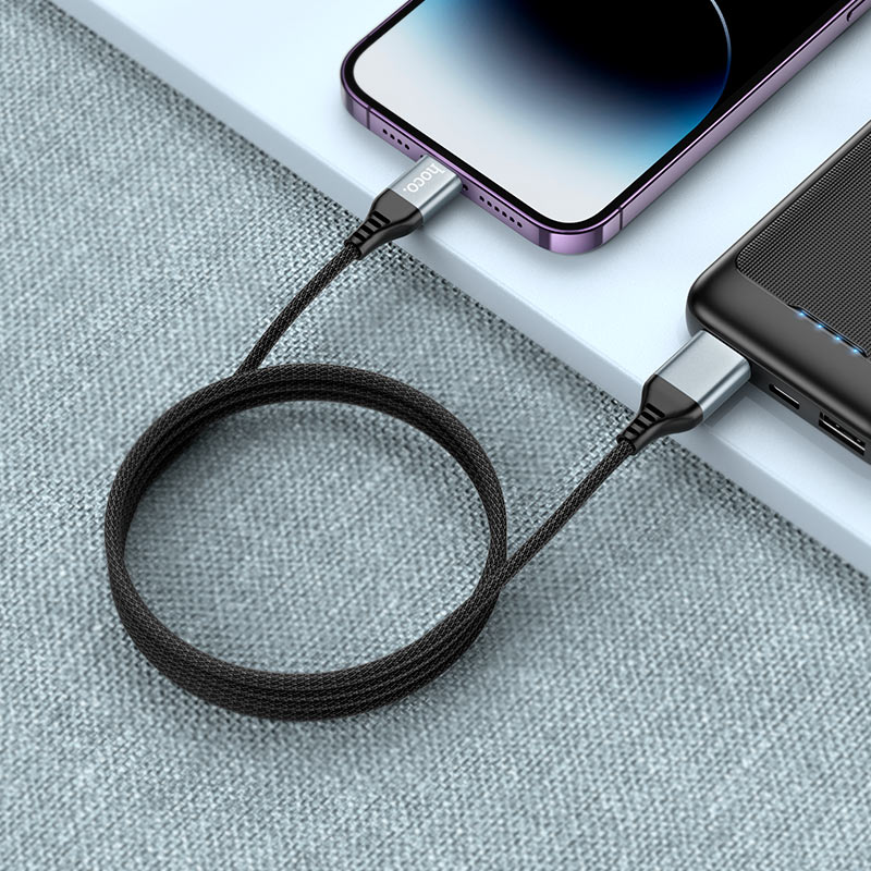 U128 Viking 2-in-1 USB-Type-C to Lightning Charging Data Cable Black