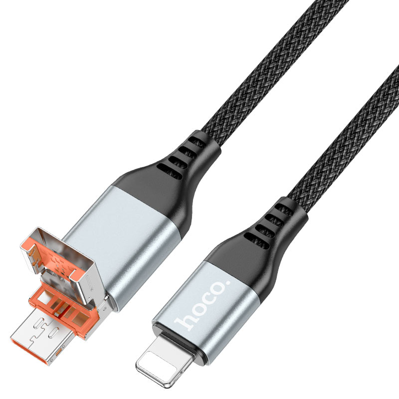 U128 Viking 2-in-1 USB-Type-C to Lightning Charging Data Cable Black
